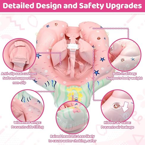 Baby Pool Float with Canopy, Inflatable Infant Swim Float with Safety Seat & Sponge Support, UPF50+ Sun Protection for 3–36 Months, Toddler Water Float for Pool & Beach in Saudi Arabia