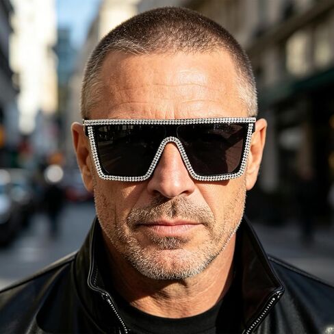 FUPRECIOUS Oversized Square Sunglasses For Women Men Bling Rhinestone Flat Top Shades in Kuwait