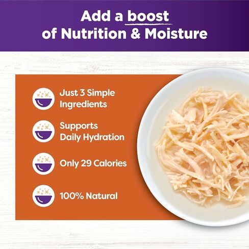 Wellness Bowl Boosters Shreds with Broth Wet Cat Food Topper, Grain Free, Natural, Chicken Recipe, 1.75 oz, Pack of 12 Pouches in Kuwait