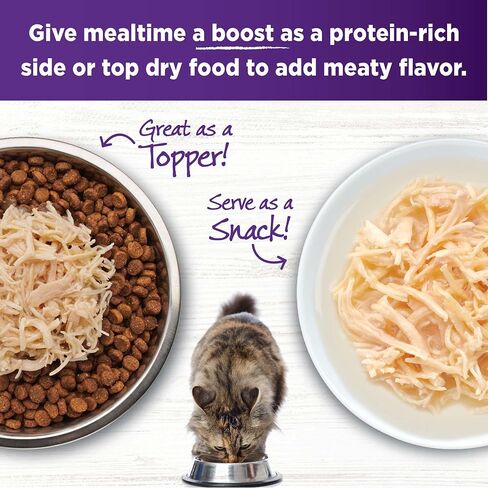 Wellness Bowl Boosters Shreds with Broth Wet Cat Food Topper, Grain Free, Natural, Chicken Recipe, 1.75 oz, Pack of 12 Pouches in Kuwait