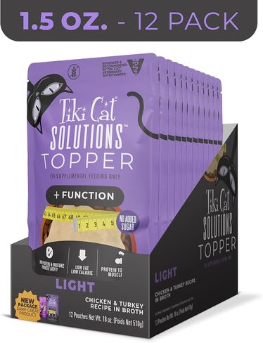Tiki Cat Solutions Cat Food Topper, Light, Chicken & Turkey, 1.5oz, 12ct in Saudi Arabia
