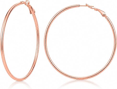 TIZU Big Hoop Earrings for Women Stainless Steel Hypoallergenic 14K Gold/Rose Gold/Black/Silver Hoop Earrings, 40mm/50mm/60mm/70mm Hoops Earrings Birthday Mothers Day Jewelry Gifts Women Girls in Kuwait