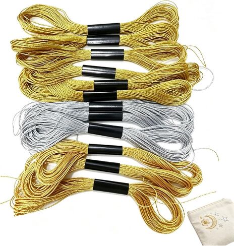 12 Skeins Metallic Embroidery Floss, Gold & Silver Thread, 8m in Kuwait