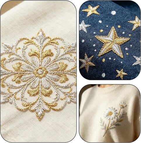 12 Skeins Metallic Embroidery Floss, Gold & Silver Thread, 8m in Kuwait