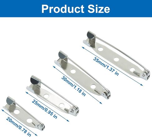 Secure Brooch Pins, 60 Pcs, Silver Bar Pins Clasp Backings 4 Sizes in Saudi Arabia