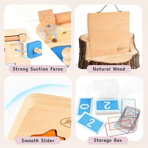 Joyreal Wooden Letter Tracing Board for Toddlers, Magnetic Alphabet & Number Writing Practice Board with 44 Cards, Reusable Magnetic Drawing Board, Montessori Preschool Educational Toy Ages 3-5 in Saudi Arabia