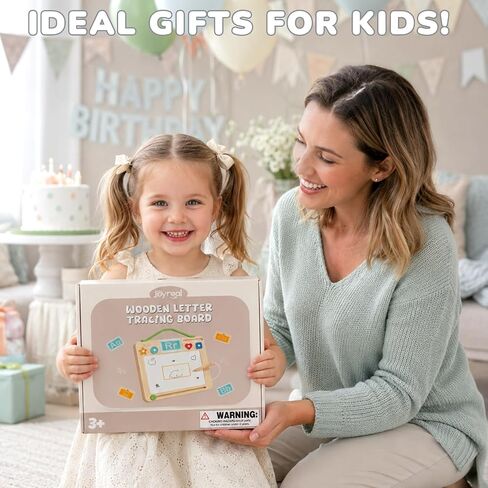 Joyreal Wooden Letter Tracing Board for Toddlers, Magnetic Alphabet & Number Writing Practice Board with 44 Cards, Reusable Magnetic Drawing Board, Montessori Preschool Educational Toy Ages 3-5 in Saudi Arabia