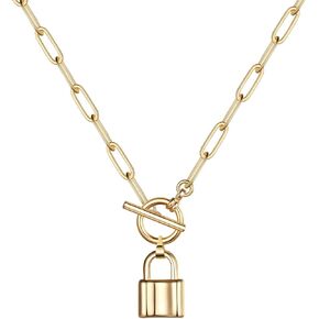 Turandoss 14K-Gold-Plated Necklaces for Women - Lock Evil Eye Medallion Vintage Coin Necklace Bee Sun Moon Shell Chain Necklace Layered Paperclip Chain Necklaces for Women Jewelry Gifts in Saudi Arabia