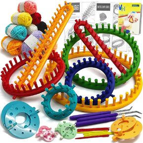 UCDRMA Premium Loom Knitting Kit 35PCS Beginners Long + Round Knitting Loom Kit with Yarn, Instructions & Pom Pom Maker, Quick Yarn Loom Set Scarf/Socks/Hat Loom Crochet Kit for Family in Saudi Arabia