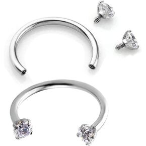 PiercingJ 2-6pcs 16G Clear Cubic Zirconia Stainless Steel Horseshoe Hoop Multi-functional Captive Ring for Nose Daith Lip Eyebrow Nipple Ear Cartilage Helix Septum in Kuwait
