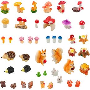 44PCS Miniature Garden Accessories Set-Tiny Fairy Garden Decor with Small Animals,Mushrooms,Tree Stumps for Terrariums, Bonsai, Cake Topping, DIY Home & Plant Decor, Creative Gift Idea in Saudi Arabia