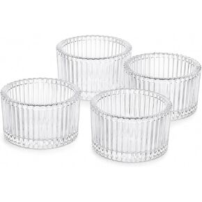 4 Packs 40ml Clear Ribbed Glass Candle Jars Mini Aromatherapy Containers Elegant Striped Glass Holders Small Scented Candle Cups for DIY Candle Making in Kuwait