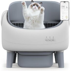 Self Cleaning Cat Litter Box, Open-Top Automatic Cat Litter Box with Large Waste Bin, Dual Safety Sensors, Easy Clean Pet Toilet for Multiple Cats in Kuwait