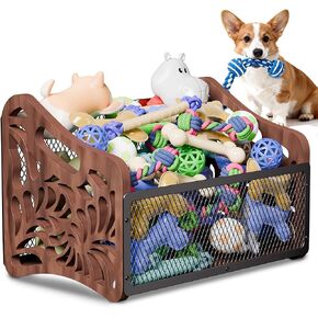 Wood Dog Toy Basket,Chew-Proof Dog Toy Box Bin in Kuwait