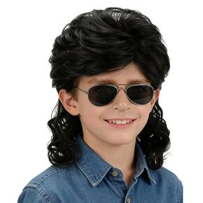 MAGQOO Kids Mullet Wig Boys Blonde Wavy Curly Mullet Wig Punk Retro 70s 80s Disco Rocker Fancy Party Halloween Cosplay Costume Wigs in Saudi Arabia