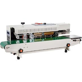 VEVOR Continuous Bag Band Sealing Machine FR900K Band Sealer Machine with Digital Temperature Control Horizontal Bag Sealer for 0.02-0.08 mm Plastic Bags Continuous Band Sealer w/Printing Function in Kuwait