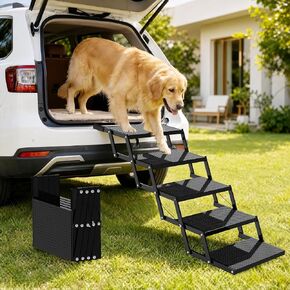 5-Step Dog Stairs for Car, Foldable Pet Steps for Large Dogs in Kuwait