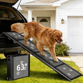Dog Ramp for Car 63" Long & 17" Wide Portable Ramps for Large Dogs Non Slip Rug Surface Extra Wide Steps for SUV Camper Jeep and Truck Folding Pet Ramp Supports Up to 250LBS in Saudi Arabia