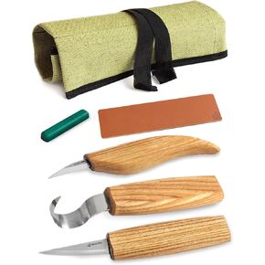 BeaverCraft Wood Spoon Carving Tools Kit S17 with Wood Carving Hook Knife & Sloyd, Chip Whittling Knives for Spoon Carvers - Whittling Tools Set with Knife Leather Strop Polishing Compound, Tool Case in Kuwait