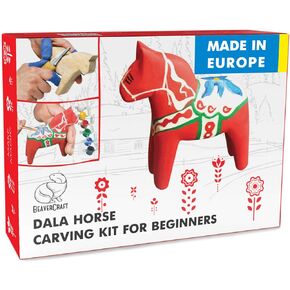 BeaverCraft Wood Carving Kit with Whittling Knife & Basswood - Whittling Set DIY 02 Dala Horse - Hobbies for Adults and Teens - Wood Carving Tools - Hobby Gifts in Kuwait