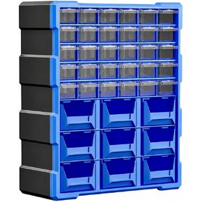 Modular Parts Organizer with Drawers and Bins Heavy Duty Wall-Mountable Hardware Organizer with Transparent Drawers Space-Saving for Workshop, Blue in Kuwait