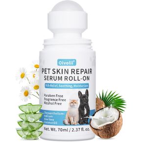 Dog Skin Repair Roll-On Serum – Natural Hot Spot & Red Spot Relief with Coconut Oil – Soothes Itchy, Dry & Irritated Skin, Supports Fur Regrowth – Lick-Safe, No-Rinse Pet Skin Care for Dogs & Cats in Saudi Arabia