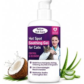 Feline Itch Care Hot Spot Soothing Gel for Cats | Helps Comfort Itchy Skin, Hot Spots & Dry Irritated Skin | with Coconut Oil & Aloe Vera | Gentle Skin & Coat Support | Made in USA (4 oz) in Kuwait
