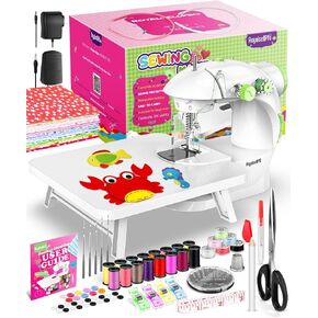 Mini Sewing Machine with 123 Pcs Sewing Kit for Beginners, Dual Speed Portable Sewing Machine with Light and Finger Guard Suitable for Household, Travel in Kuwait