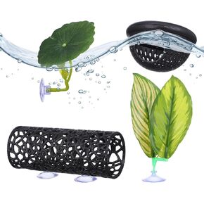 Amabro 4Pcs Betta Fish Hammock Tunnel Set Float Cave Leaf Pads Suction Cups in Kuwait