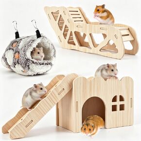 ERKOON Wooden Hamster House Tunnel Hideout for Syrian & Dwarf Hamsters in Kuwait