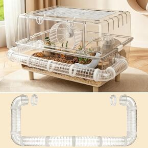 Hamster Tube Set for ECOCEN 24.4''L Large Acrylic Hamster Cage — Connects a Single Cage Left & Right Side Holes, Transparent Hamster Tunnel, Adventure Pet Cage Tunnel Exercise, Dwarf Hamster Toy in Kuwait