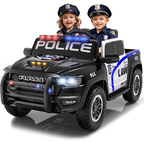 24V Ride On Fire Truck for Kids, Licensed RAM 1500 2 Seater Electric Fire Engine with Remote Control, Siren, Megaphone, LED Lights, 180W Motor, Suspension, Bluetooth, Storage Bed, Red in Kuwait