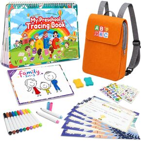Juboury Tracing Books for Kids Ages 3-5 with Storage Backpack,Whiteboard in Kuwait