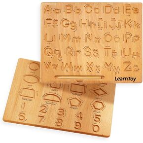 LearnToy Montessori Wooden Alphabet Tracing Board - Educational Toy for Kids - Fine Motor Skills Development - Double-Sided Writing Practice - Ideal Gift for Preschool 3-5 Years Old. in Kuwait