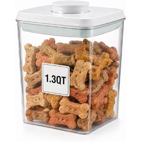Pet Dog-Cat POP-Treat Airtight jar-Container - 1.3 Qt/1.2 L | Stackable One-Touch Opening | Airtight Dog and Cat Food Storage Container | BPA-Free in Kuwait