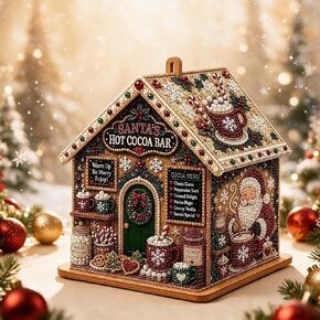 3D Christmas Wooden House Diamond Art Kits for Adults, Wooden Pearl Art Set DIY Holiday Ornaments, Handmade Xmas Tree Decorations Home Crafts Gifts (C) in Kuwait