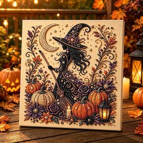 Dsathaz Halloween Pearl Art Kits for Adults, Witch and Moon Design in Kuwait