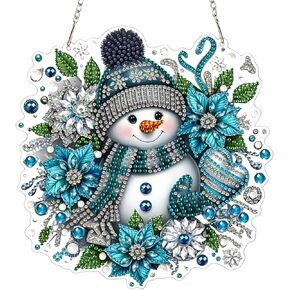 ZeeLionArt Hanging Diamonds Art kit for Adult,Christmas Snowman Pendant Diamonds Painting Art Kit,7.1x7.1inch Acrylic Diamonds Painting Board Kit Ornament, Special Crystal Diamond Hanging Ornament in Kuwait