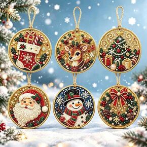 6PCS Christmas Diamond Art Kits for Adults DIY Diamond Painting Ornaments in Kuwait