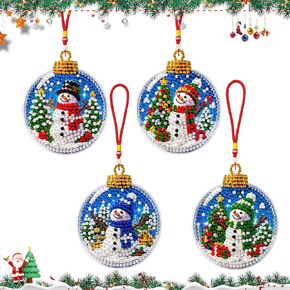 4Pcs Hanging Diamond Art Kit for Adult Christmas Tree DIY Diamonds Painting Ornament Kit, Acrylic Diamond Art Painting Window Hanging Pendant Kit for Holiday Window Christmas Decoration (#02, Acrylic) in Kuwait