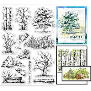 GLOBLELAND Trees Trunk Nature Clear Stamps for Card Making Tree Trunk Silicone Stamp 21x14.8cm Dead Trees Transparent Seal Stamps for DIY Scrapbooking Journal Album Decor in Kuwait