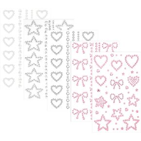 5 Sheets Face Gems Stickers Self Adhesive, Heart Face Stickers, Rhinestones Pearl, Faces Jewels for Eye Hair Body Nail in Kuwait
