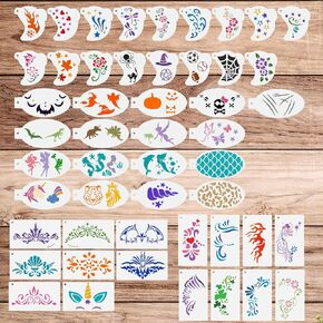 50PCS 3inch Face Painting Stencils, Reusable Templates for Face and Body Art, Makeup Stencils for Halloween, Parties, Festivals and Creative Painting in Kuwait