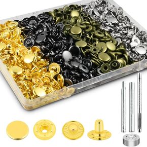 100 Sets Leather Snap Fasteners Kit, 10mm Snaps Button, Metal Snap Buttons Press Studs with 4 Install Tools 4 Colors for Leather Bag Clothes Jackets Jeans Wears Bracelets Fashion DIY Sewing in Kuwait