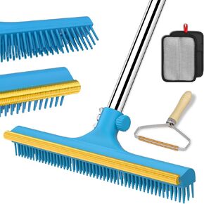 mupapi Carpet Rake for Pet Hair Removal, Reusable Pet Hair Remover Broom, 60'' Adjustable Long Handle Dog and Cat Hair Remover Tool Set of 3, Lint Remover Scraper for Carpets, Rugs, Mats, Couch, Car in Kuwait