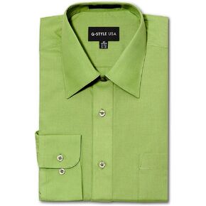 G-Style USA Men's Regular Fit Long Sleeve Solid Color Dress Shirts in Saudi Arabia
