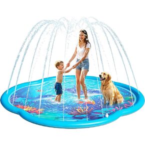 Splash Pad Sprinkler for Kids & Dog, 75" Round Sea World Splash Pad for Kids Ages 2+, Thicken Outdoor Water Toy Play Mat for Children, Backyard Inflatable Sprinkler Shallow Pool Fountain Pad in Kuwait