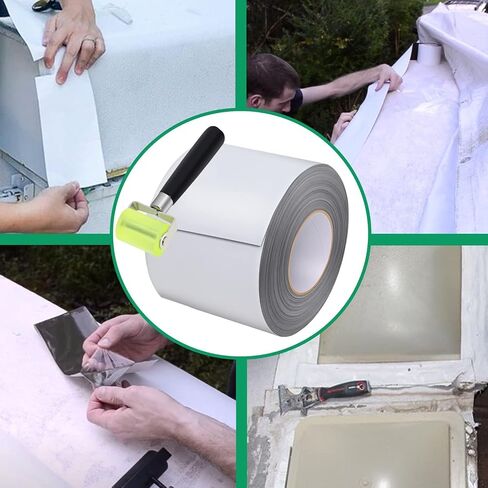 Hedday RV Sealing Tape with Rollers, 6" X 50' Butyl Tape for RV Repair - Window, Boat Seal, Truck Stop Camper Roof Leaks - White Weatherproof RV Roof Sealing Tape in Kuwait
