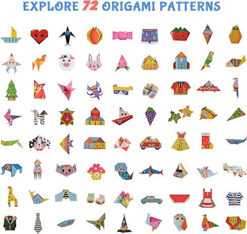 Origami Kit for Kids Ages 5-16, 212 Sheets with 72 Patterns & Instruction Book | Origami Paper Kit for Beginners & Advanced | Arts & Crafts Toys for Girls & Boys Ages 8-12 | Birthday & Christmas Gifts in Saudi Arabia
