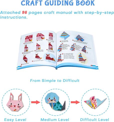 Origami Kit for Kids Ages 5-16, 212 Sheets with 72 Patterns & Instruction Book | Origami Paper Kit for Beginners & Advanced | Arts & Crafts Toys for Girls & Boys Ages 8-12 | Birthday & Christmas Gifts in Saudi Arabia